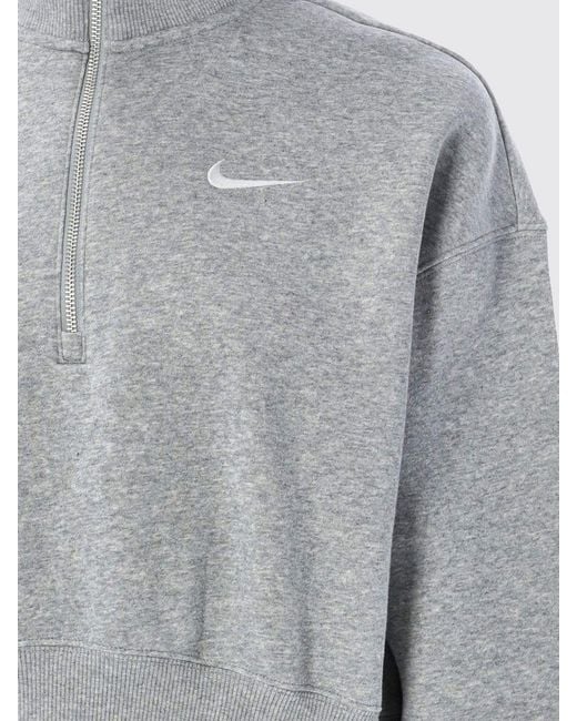 Nike Gray Cotton Blend Sweatshirt With Half Zip