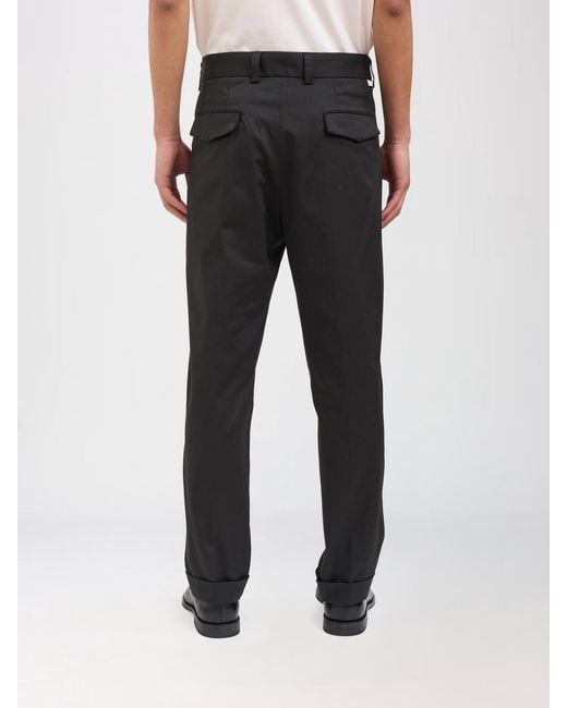 Paolo Pecora Black Cotton Blend Trousers for men