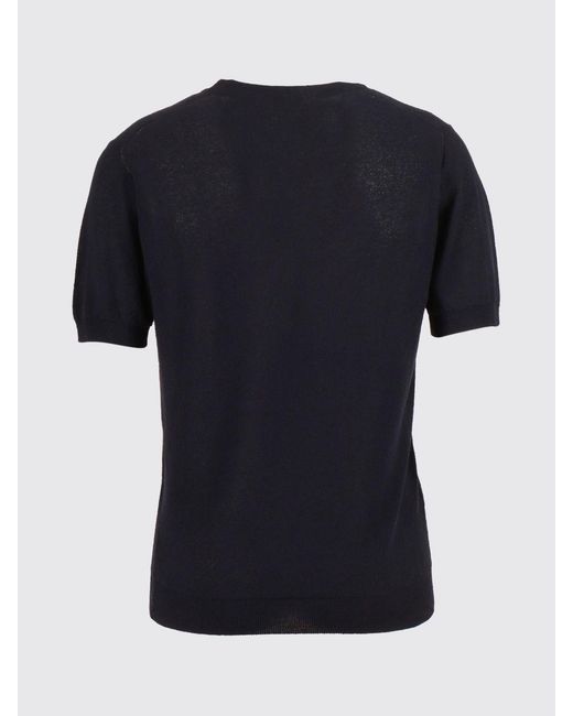 Kangra Blue Slim Fit Short-Sleeve Cotton-Blend Crewneck Sweater for men