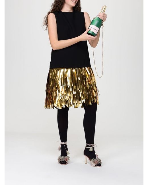 Moschino Couture Metallic Fringed Stretch Crêpe Dress