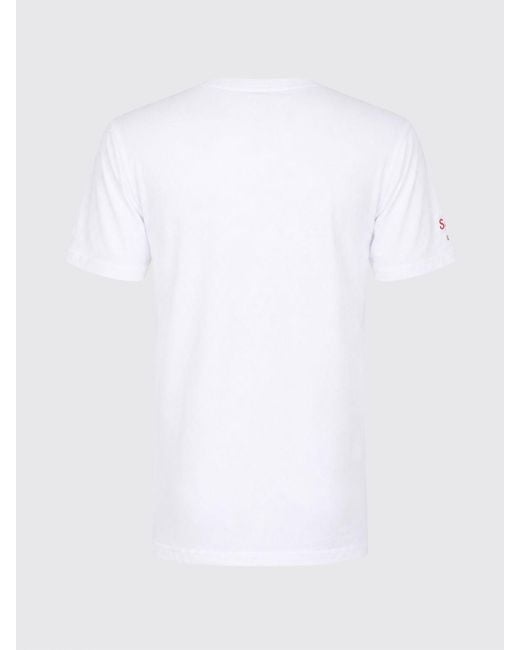 Mc2 Saint Barth White Crewneck Cotton T-Shirt With Graphic Print And Logo