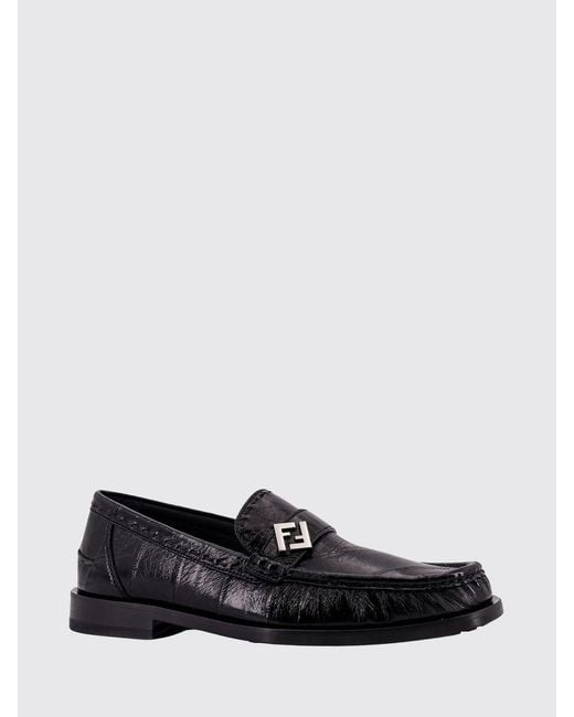 Fendi White Ff Leather Loafers for men