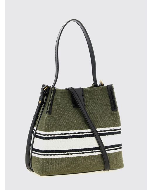 Balmain Green Cotton Blend Shoulder Bag With Logo