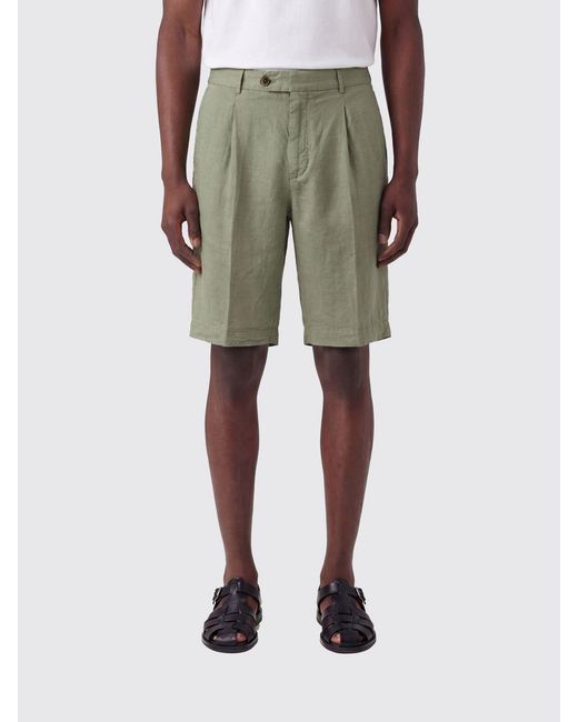 PT Torino Green Linen And Cotton Blend Chino Shorts for men