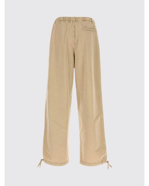 Ferragamo Natural Cotton And Silk Wide-Leg Trousers With Drawstring for men