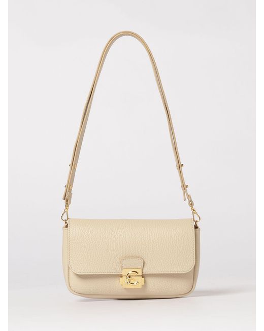 Coccinelle Natural C-Me Lock Mini Hammered Leather Bag