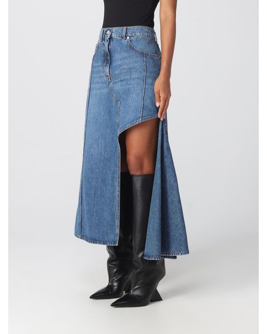 Falda Midi Vaquera Slashed McQueen de color Blue