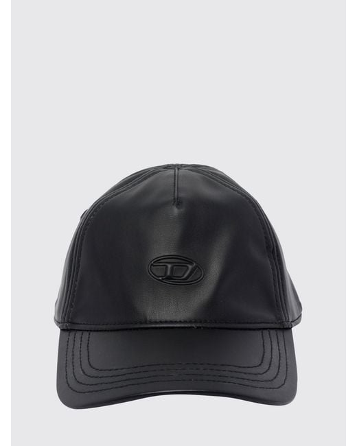 DIESEL Black C-Heather Faux Leather Hat for men