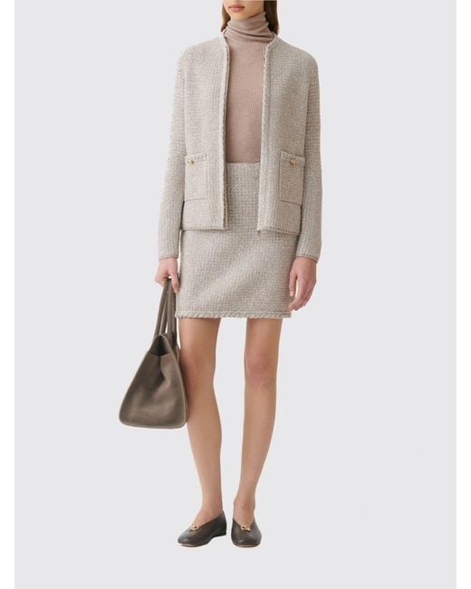 Fabiana Filippi Gray High-Waisted Tweed Pencil Mini Skirt