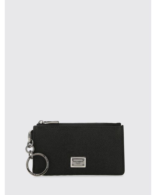 Dolce & Gabbana Black Dolce &Amp Gabbana Grain Leather Credit Card Holder for men