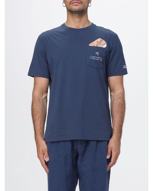 Mc2 Saint Barth Blue Cotton T-Shirt With Logo for men