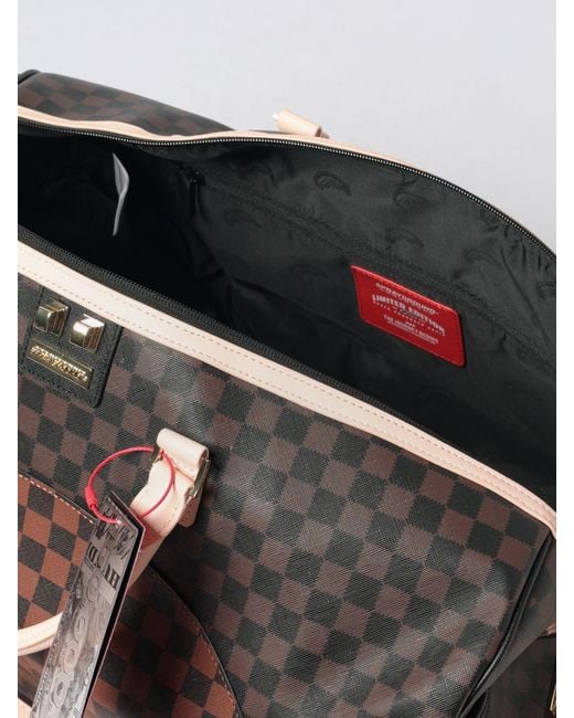 Sprayground Gray Checkered Travel Bag for men