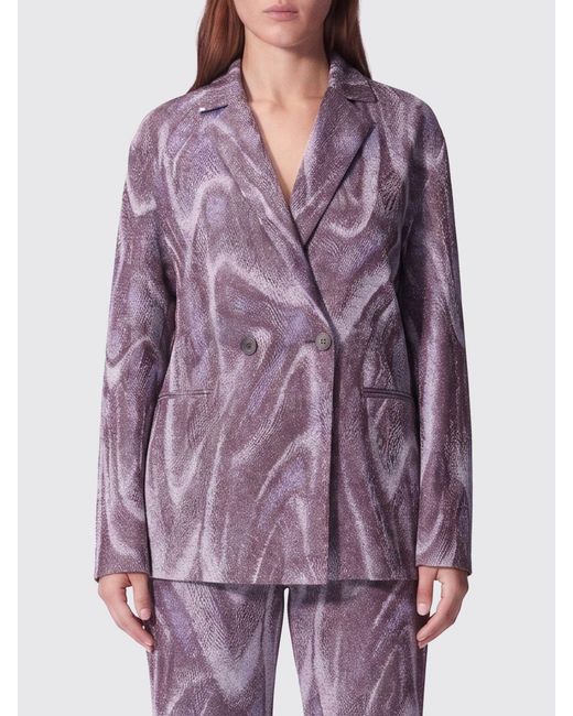 MACCAPANI Purple Double-Breasted Viscose And Cotton Blazer
