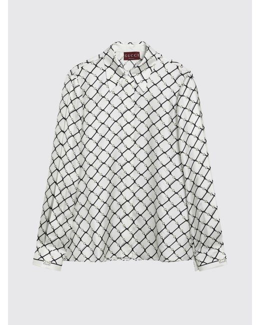 Gucci White Printed Silk Shirt