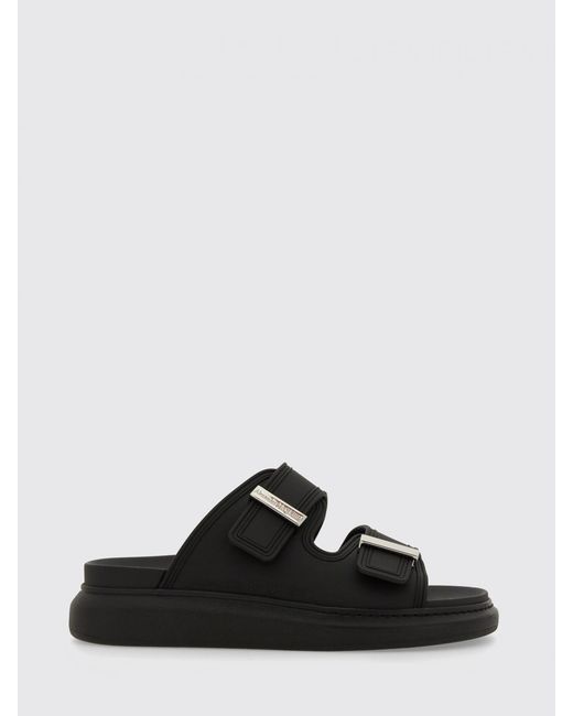 McQueen Black Double Strap Rubber Sandals