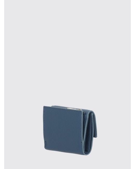 Coccinelle Blue Grained Leather Metallic Soft Wallet