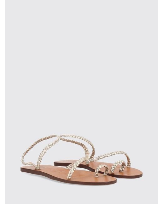 Manebí White Woven Leather Thong Sandals With Low Heel And Ankle Strap