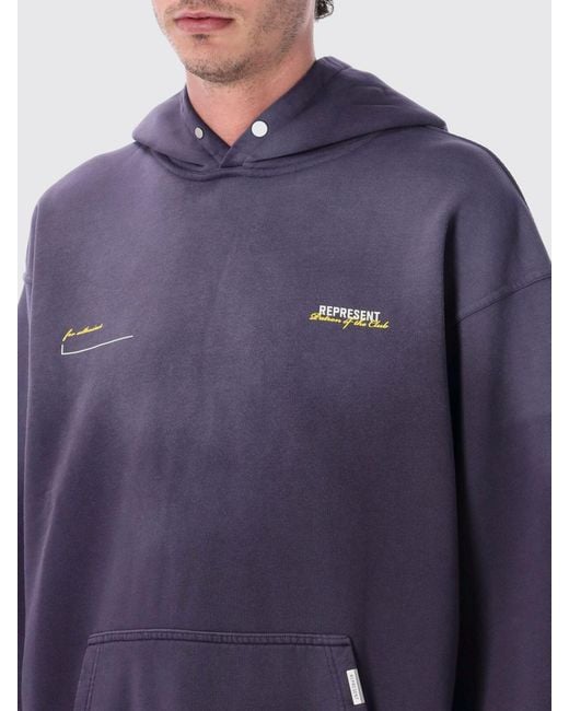 Represent Blue Cotton Logo Hoodie for men