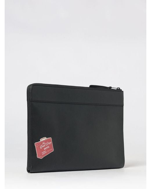 Paul Smith Gray Calf Leather Document Holder With Graphic Print And Zip for men
