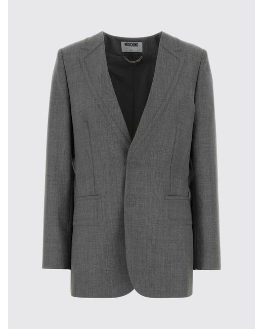 Moschino Gray Single-Breasted Blazer
