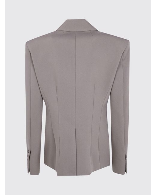 Frankie Shop Gray Cropped Double-Breasted Blazer