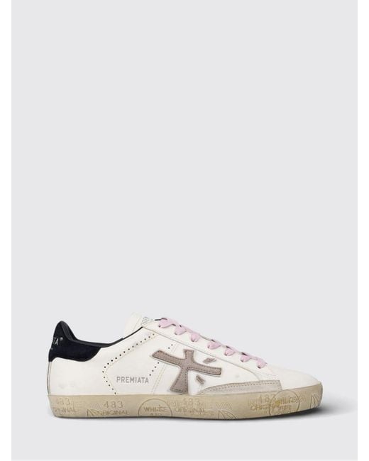 Premiata White Steven Suede Sneakers
