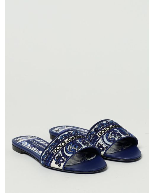 Dolce & Gabbana Blue Dg Exclusive Pantolette Mit Stickerei