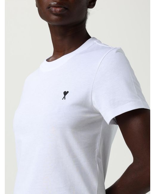 AMI Blue Basic Cotton T-Shirt With Logo