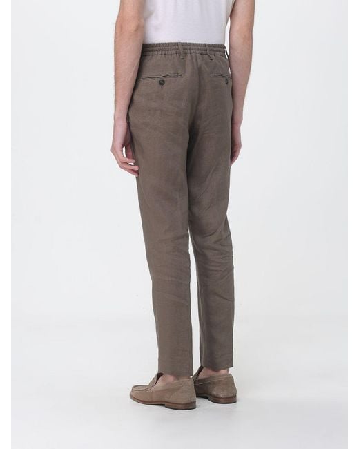 Manuel Ritz Gray Linen Slim Fit Trousers With Drawstring for men