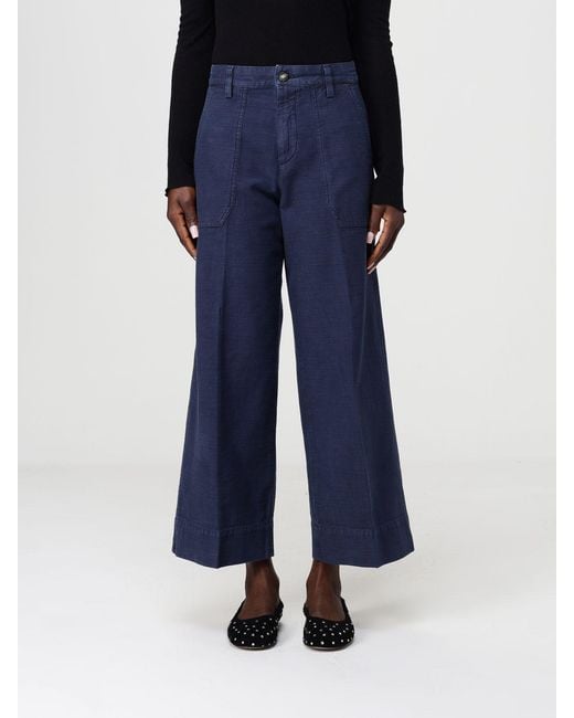 Mason's Blue Cotton Wide Leg Trousers