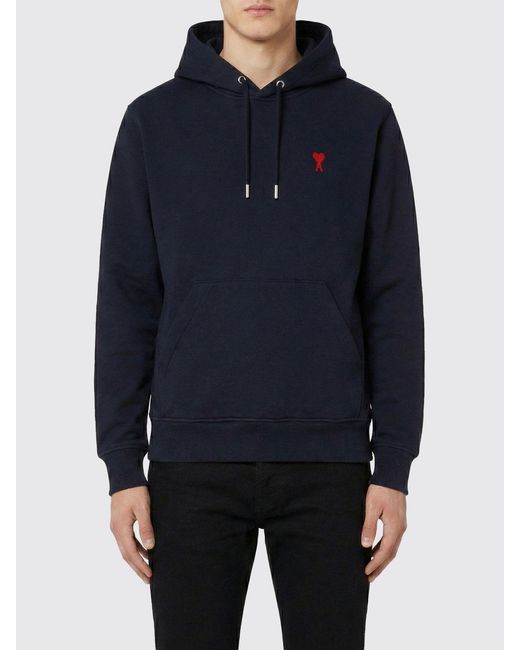 AMI Blue Cotton Hoodie for men