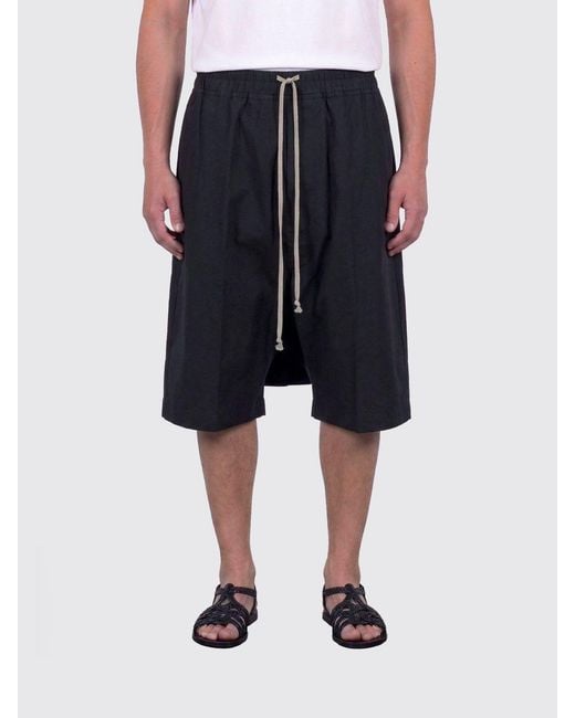 Rick Owens Blue Cotton Shorts for men