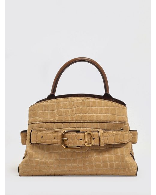 Marc Jacobs Brown The Satchel Crocodile Print Suede Bag