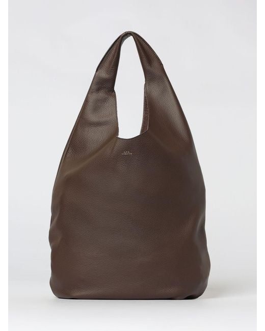 A.P.C. Brown Le Neige Grained Leather Bag