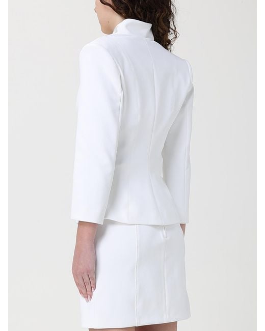 Elisabetta Franchi White Belted Blazer With Logo