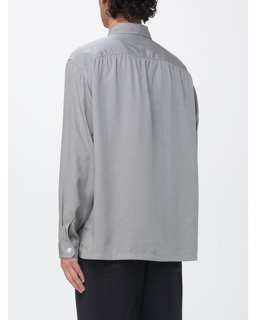 Our Legacy Gray Tencel Shirt With A French Collar And A Chest Patch Pocket for men