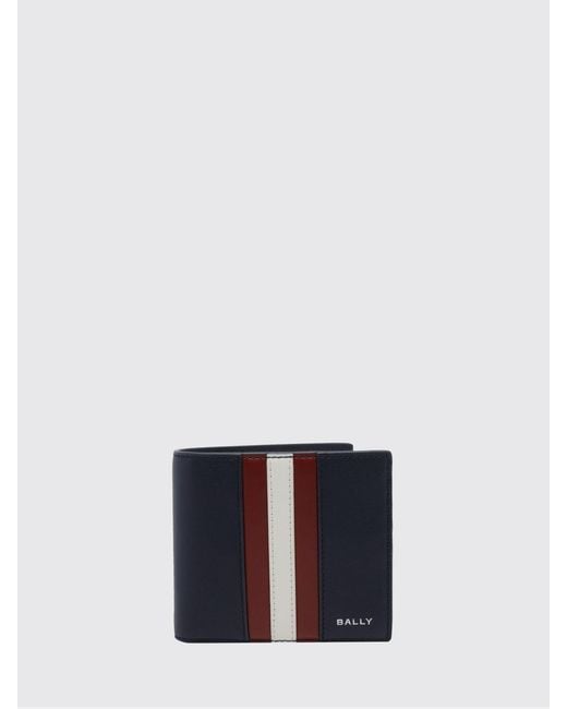 Bally Blue Calf Leather Wallet With Striped Band for men