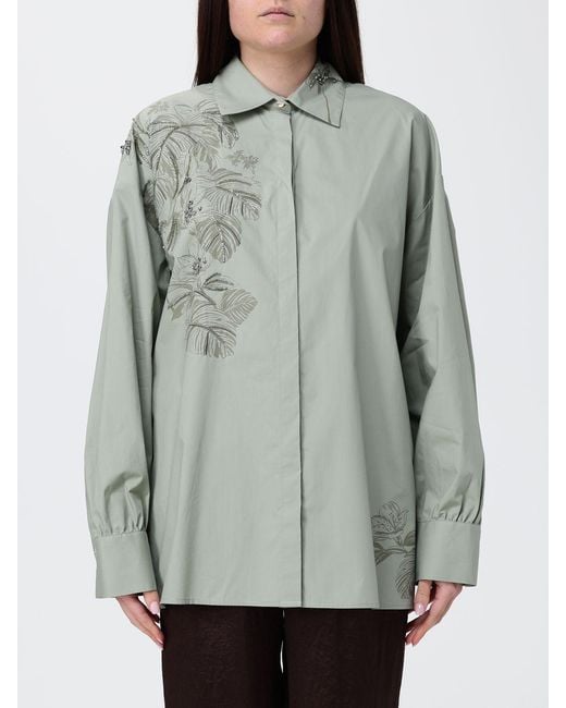 Liu Jo Gray Cotton Shirt With Floral Print