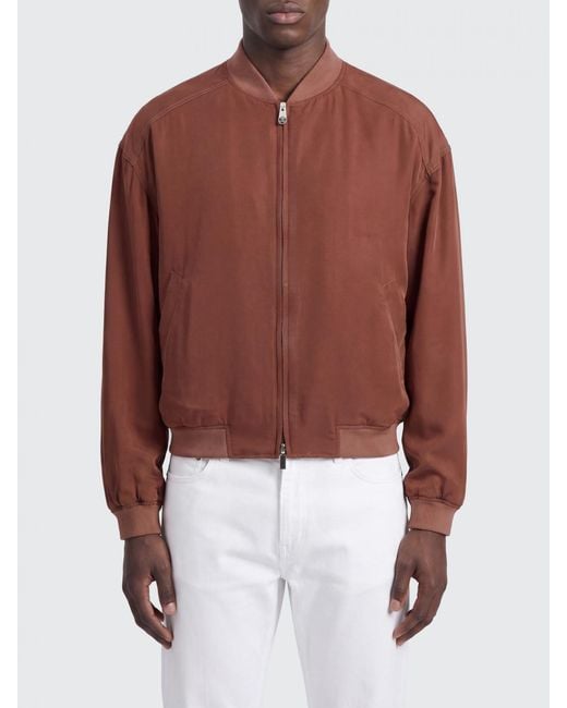 Versace Brown Silk Bomber Jacket for men