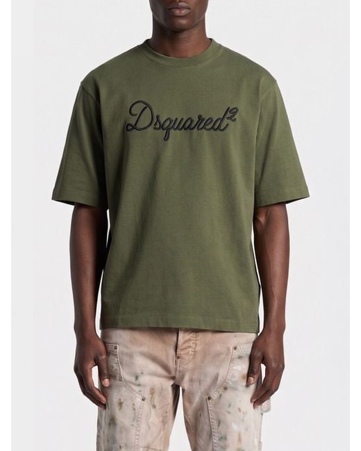 DSquared² Green Logo Cotton T-Shirt for men