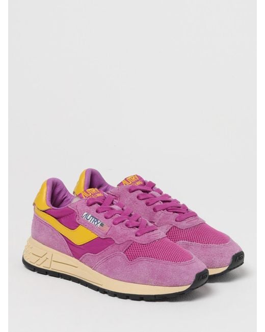 Autry Pink Round Toe Low-Top Sneakers