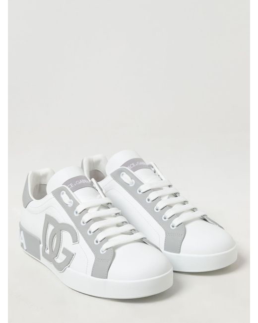 Sneakers Portofino in pelle nappata di Dolce & Gabbana in White da Uomo