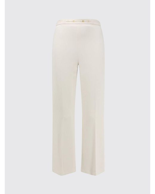 Elisabetta Franchi White Slim-Fit Cropped Crêpe Trousers