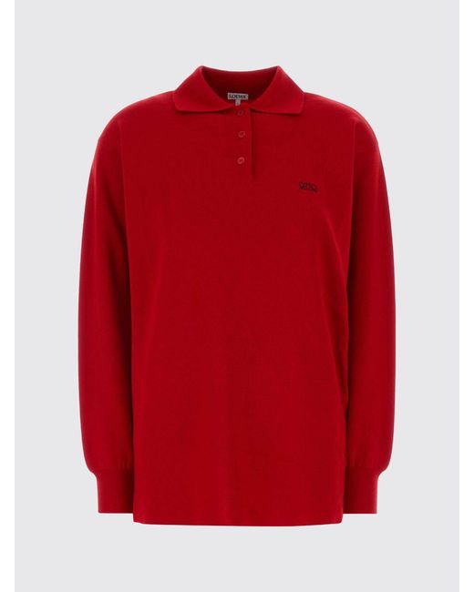 Loewe Red Cotton Polo Shirt With Logo