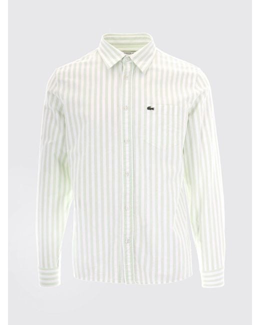 Lacoste Green Striped Cotton Shirt for men