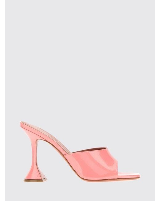 AMINA MUADDI Pink Lupita Croc-Print Leather Mules