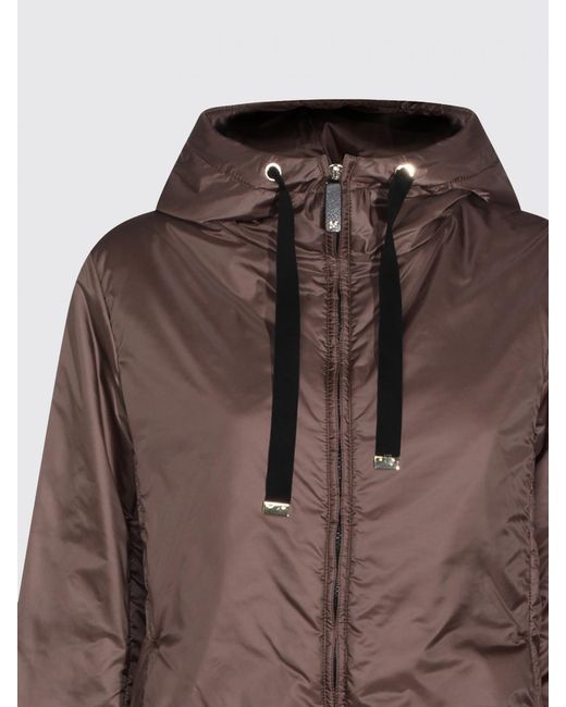 Max Mara Brown Greenh Hooded Nylon Raincoat