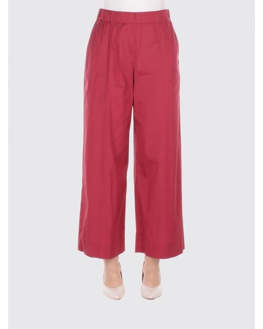 Max Mara Red Cotton Blend Palazzo Trousers By