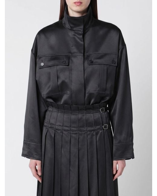 DURAZZI MILANO Black Satin Bomber Jacket