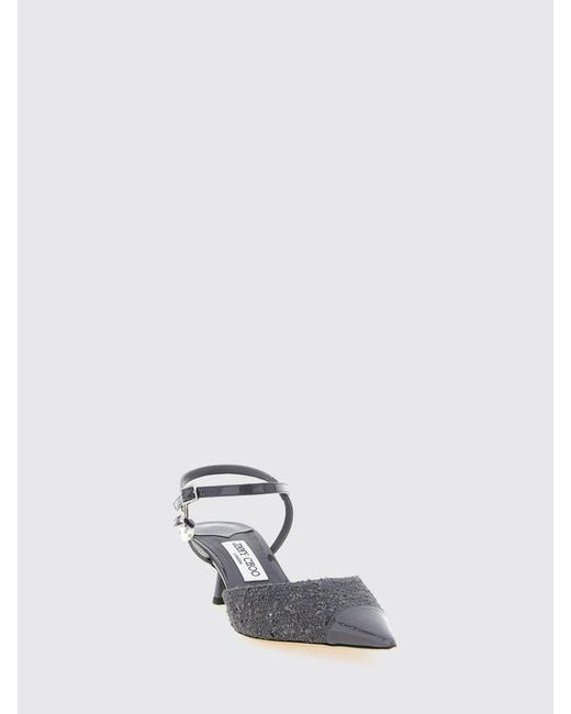 Jimmy Choo White Aren Tweed And Patent Leather Slingback